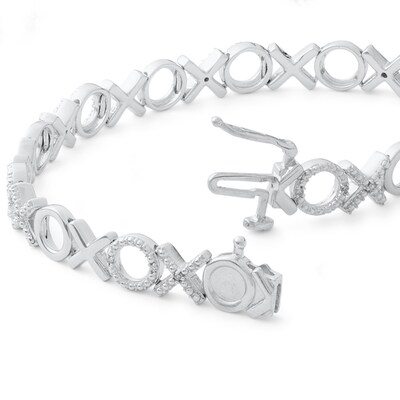 Sterling Silver 1/10 CT. T.W. Diamond "XO" Bracelet - 7.5"