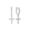 Thumbnail Image 0 of 1/6 CT. T.W. Diamond Cross Dangle Huggie Hoop Earrings in Sterling Silver