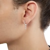 Thumbnail Image 3 of 1/6 CT. T.W. Diamond Cross Dangle Huggie Hoop Earrings in Sterling Silver