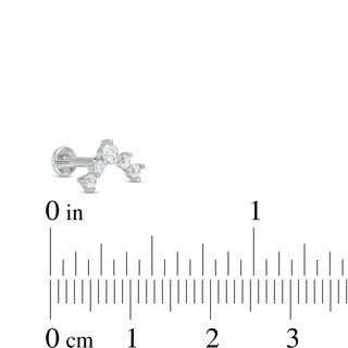 016 Gauge Cubic Zirconia Crawler-Style Cartilage Barbell Set in Stainless Steel and Rose Ion-Plate