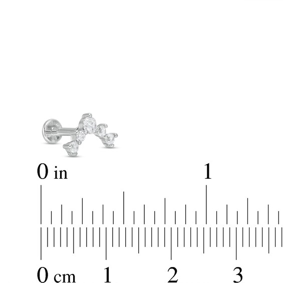 016 Gauge Cubic Zirconia Crawler-Style Cartilage Barbell Set in Stainless Steel and Rose Ion-Plate