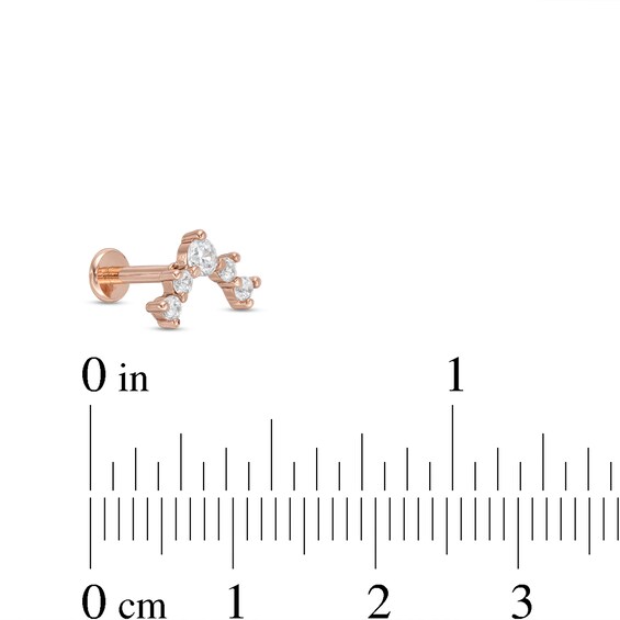016 Gauge Cubic Zirconia Crawler-Style Cartilage Barbell Set in Stainless Steel and Rose Ion-Plate