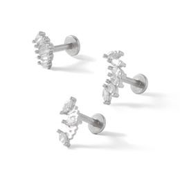 016 Gauge Multi-Shape Cubic Zirconia Cartilage Barbell Set in Stainless Steel Solid and Tube
