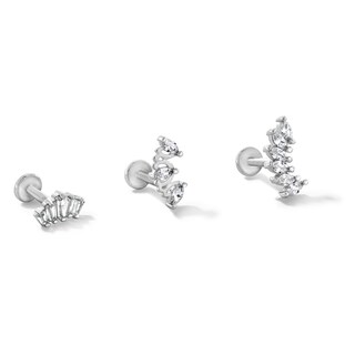 Solid and Tube Stainless Steel CZ Multi-Shape Stud Set - 16G