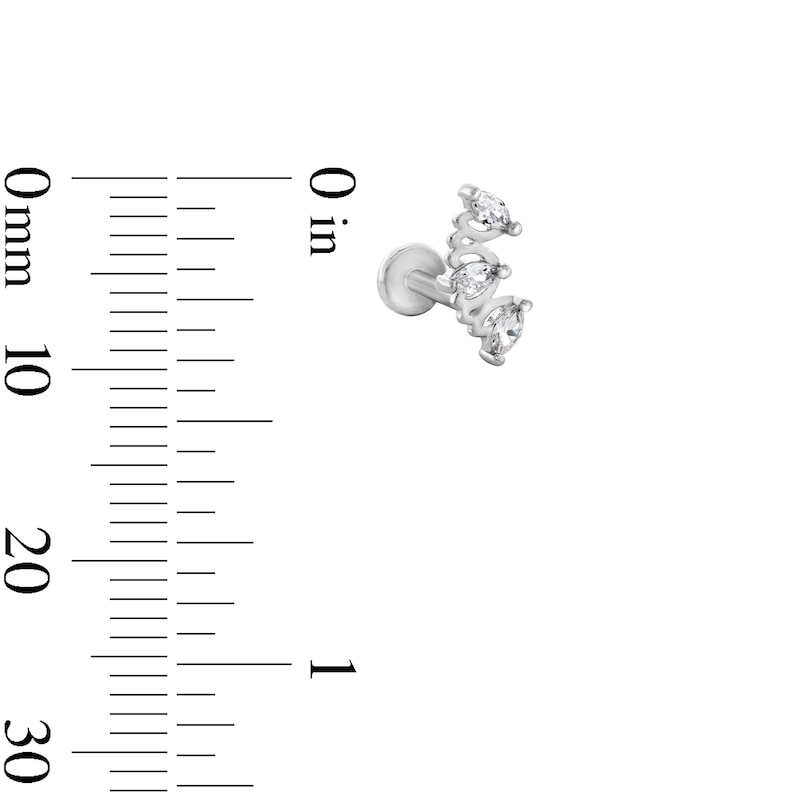 Main Image 7 of Solid and Tube Stainless Steel CZ Multi-Shape Stud Set - 16G