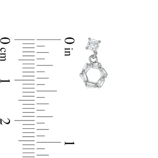 016 Gauge 3mm Cubic Zirconia Geometric Dangle and Solitaire Cartilage Barbell Set in Stainless Steel and Brass