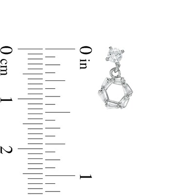 016 Gauge 3mm Cubic Zirconia Geometric Dangle and Solitaire Cartilage Barbell Set in Stainless Steel and Brass
