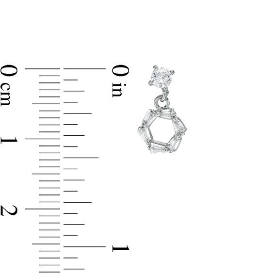 016 Gauge 3mm Cubic Zirconia Geometric Dangle and Solitaire Cartilage Barbell Set in Stainless Steel and Brass