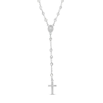 Sterling Silver Crystal Beaded Rosary Chain - 22"