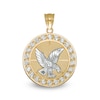 Thumbnail Image 1 of Cubic Zirconia Eagle Frame Medallion Necklace Charm in 10K Two-Tone Gold