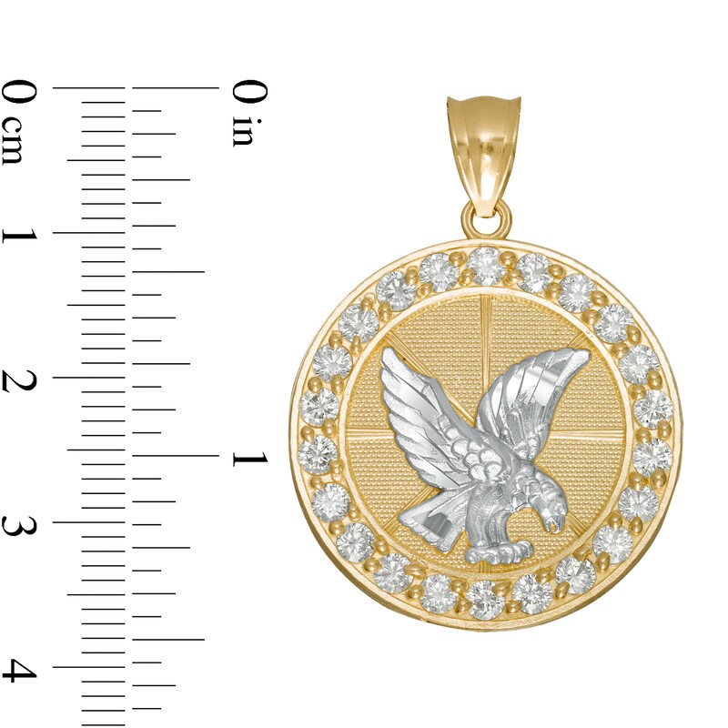 Main Image 2 of Cubic Zirconia Eagle Frame Medallion Necklace Charm in 10K Two-Tone Gold