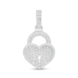 1/6 CT. T.W. Diamond Heart-Shaped Lock Charm in Sterling Silver