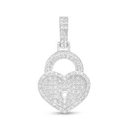Sterling Silver 1/6 CT. T.W. Diamond Heart-Shaped Lock Necklace Charm