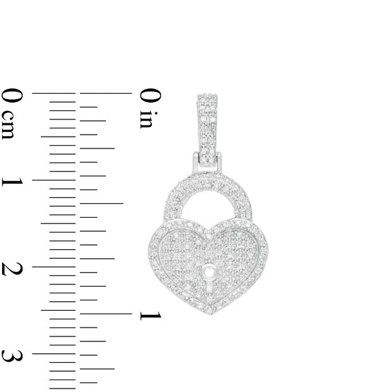 Sterling Silver 1/6 CT. T.W. Diamond Heart-Shaped Lock Necklace Charm