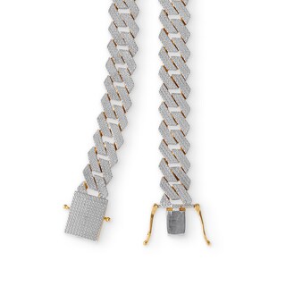 14K Gold Plated 1 CT. T.W. Diamond Angular Curb Link Necklace