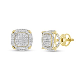 10K Solid 3/4 CT. T.W. Diamond Square Studs