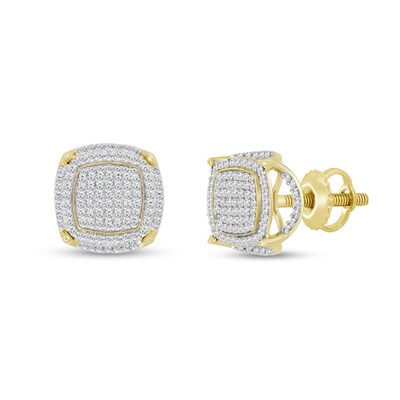 10K Solid 3/4 CT. T.W. Diamond Square Studs