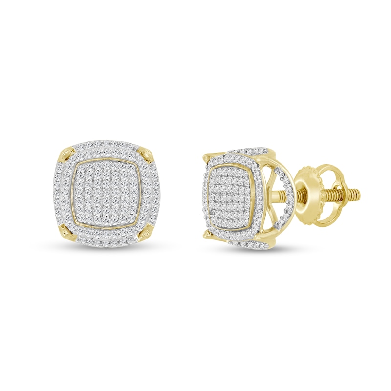Main Image 1 of 10K Solid 3/4 CT. T.W. Diamond Square Studs