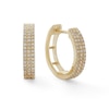 Thumbnail Image 0 of 1/5 CT. T.W. Diamond Triple Row Huggie Hoop Earrings in 10K Gold