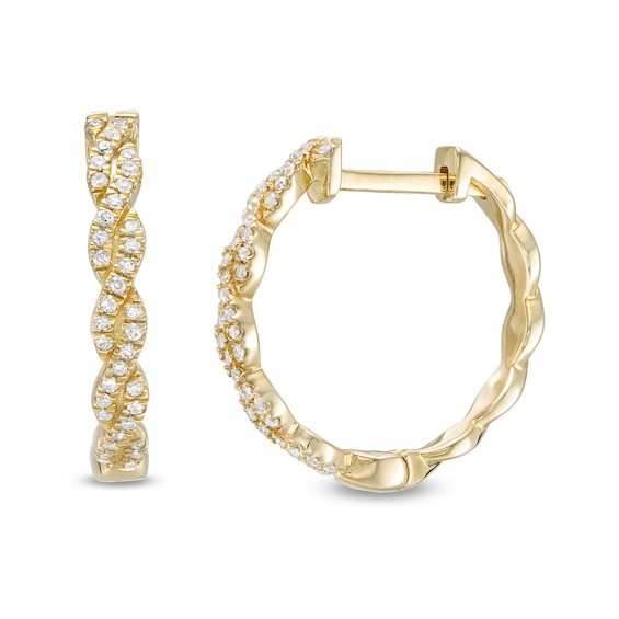 1/6 CT. T.W. Diamond Braid Hoop Earrings in 10K Gold