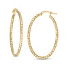 Thumbnail Image 1 of 20mm Diamond-Cut Oval Hoop Earrings in 10K Gold