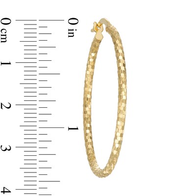 20mm Diamond-Cut Oval Hoop Earrings in 10K Gold