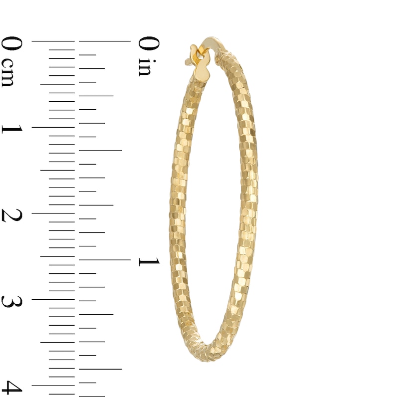 Main Image 2 of 20mm Diamond-Cut Oval Hoop Earrings in 10K Gold