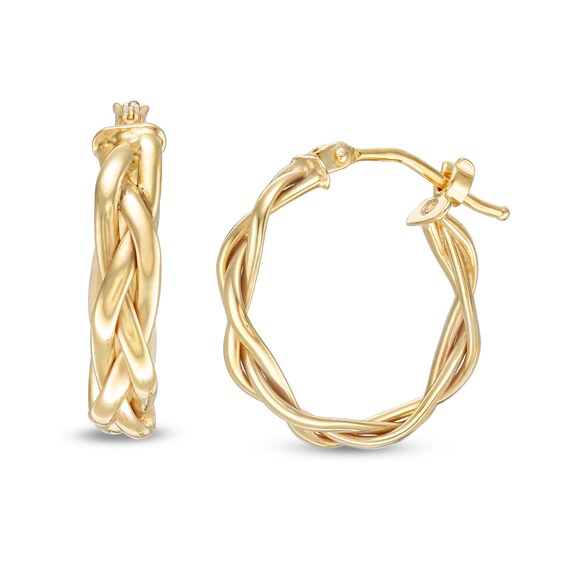 15mm Twist Hoop Earrings in 10K Gold