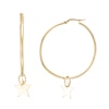 35mm Star Charm Hoop Earrings in 10K Gold
