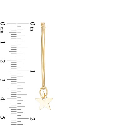 35mm Star Charm Hoop Earrings in 10K Gold