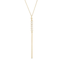 Cubic Zirconia Vertical Bar Drop Y-Necklace in 10K Solid Rolo and Sheet Gold - 16.5&quot;
