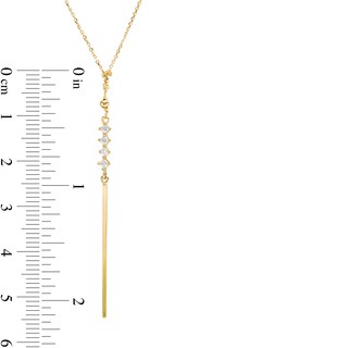 10K Solid Gold CZ Vertical Bar Drop "Y" Necklace - 16.5"