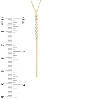 10K Solid Gold CZ Vertical Bar Drop "Y" Necklace - 16.5"