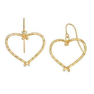 Diamond-Cut Heart Drop Earrings in 10K Hollow Gold
