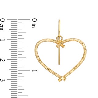 Diamond-Cut Heart Drop Earrings in 10K Hollow Gold
