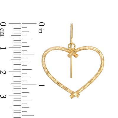 Diamond-Cut Heart Drop Earrings in 10K Hollow Gold
