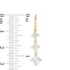 Princess-Cut Cubic Zirconia Three Stone Drop Earrings in 10K Gold