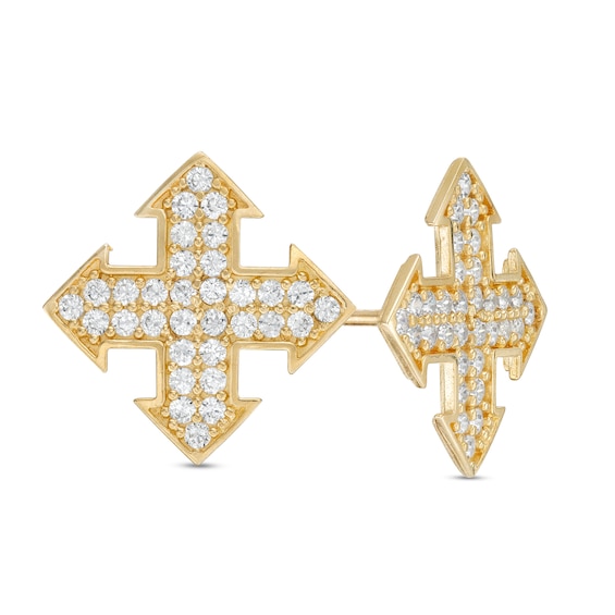 Men's Cubic Zirconia Arrow Stud Earrings in 10K Gold
