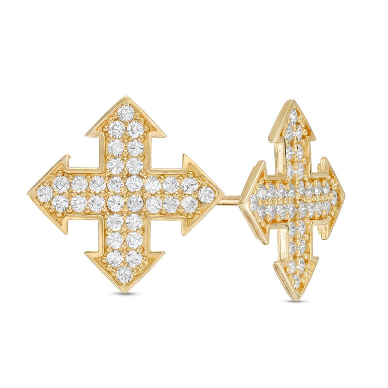 Men's Cubic Zirconia Arrow Stud Earrings in 10K Gold