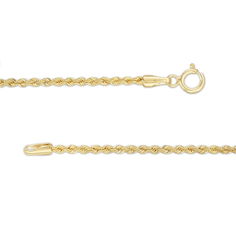 Main Image 2 of 012 Gauge Hollow Rope Chain and Bead Tassel Drop Necklace in 10K Gold