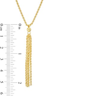 012 Gauge Hollow Rope Chain and Bead Tassel Drop Necklace in 10K Gold