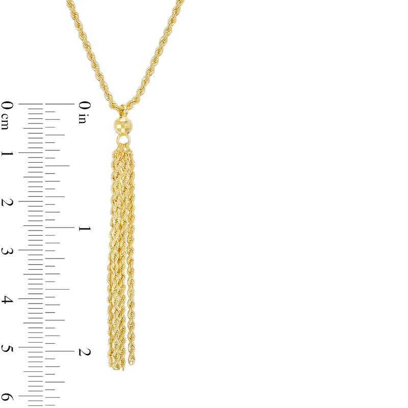 Main Image 3 of 012 Gauge Hollow Rope Chain and Bead Tassel Drop Necklace in 10K Gold
