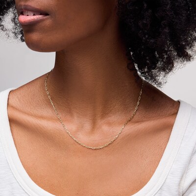 10K Semi-Solid Gold Paper Clip Chain - 18"