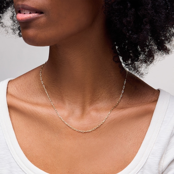 10K Semi-Solid Gold Paper Clip Chain - 18"