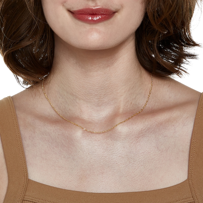 Main Image 3 of 035 Gauge Solid Diamond-Cut Link Chain Necklace in 10K Gold - 18"