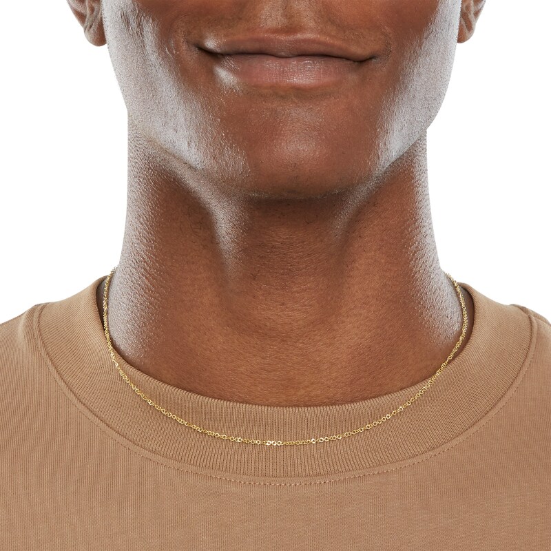 Main Image 4 of 035 Gauge Solid Diamond-Cut Link Chain Necklace in 10K Gold - 18"