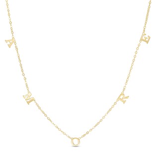 10K Solid Gold "Amore" Station Necklace - 18"