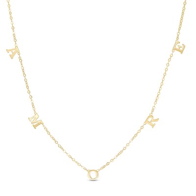 10K Solid Gold "Amore" Station Necklace - 18"