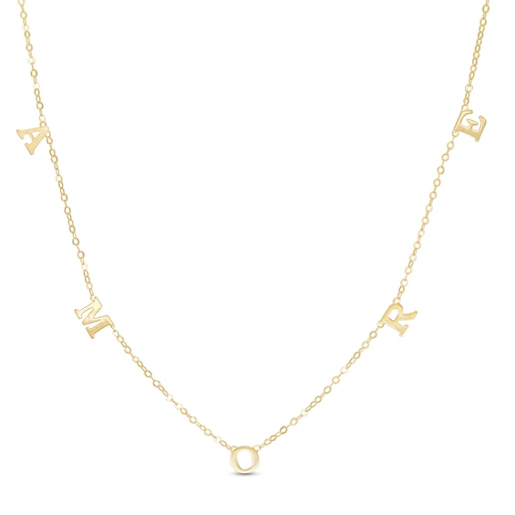 10K Solid Gold "Amore" Station Necklace - 18"