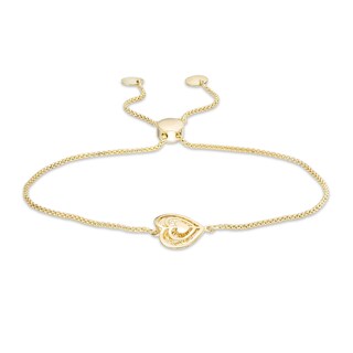 Sideways Filigree Triple Heart Bolo Bracelet in 10K Gold - 9"